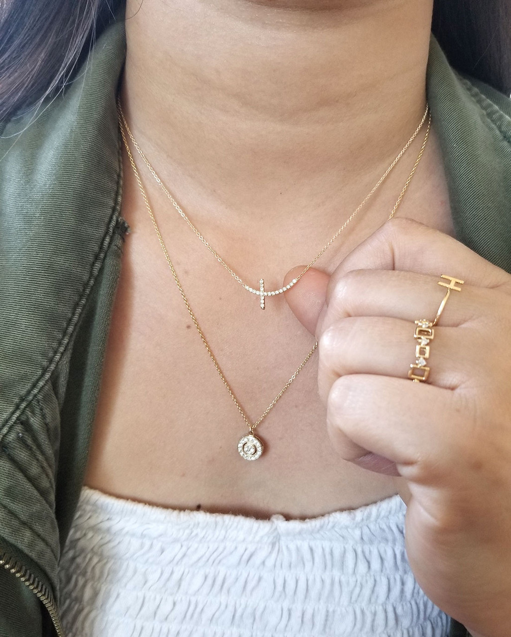 Sideways Cross Necklace by Talisa - Dainty Gold Cross Necklace