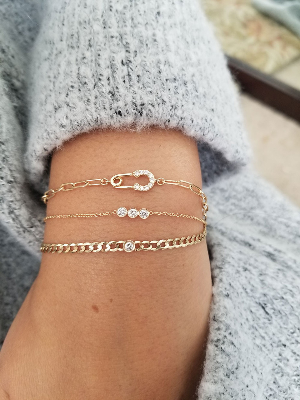 Safety Pin Pave Bracelet