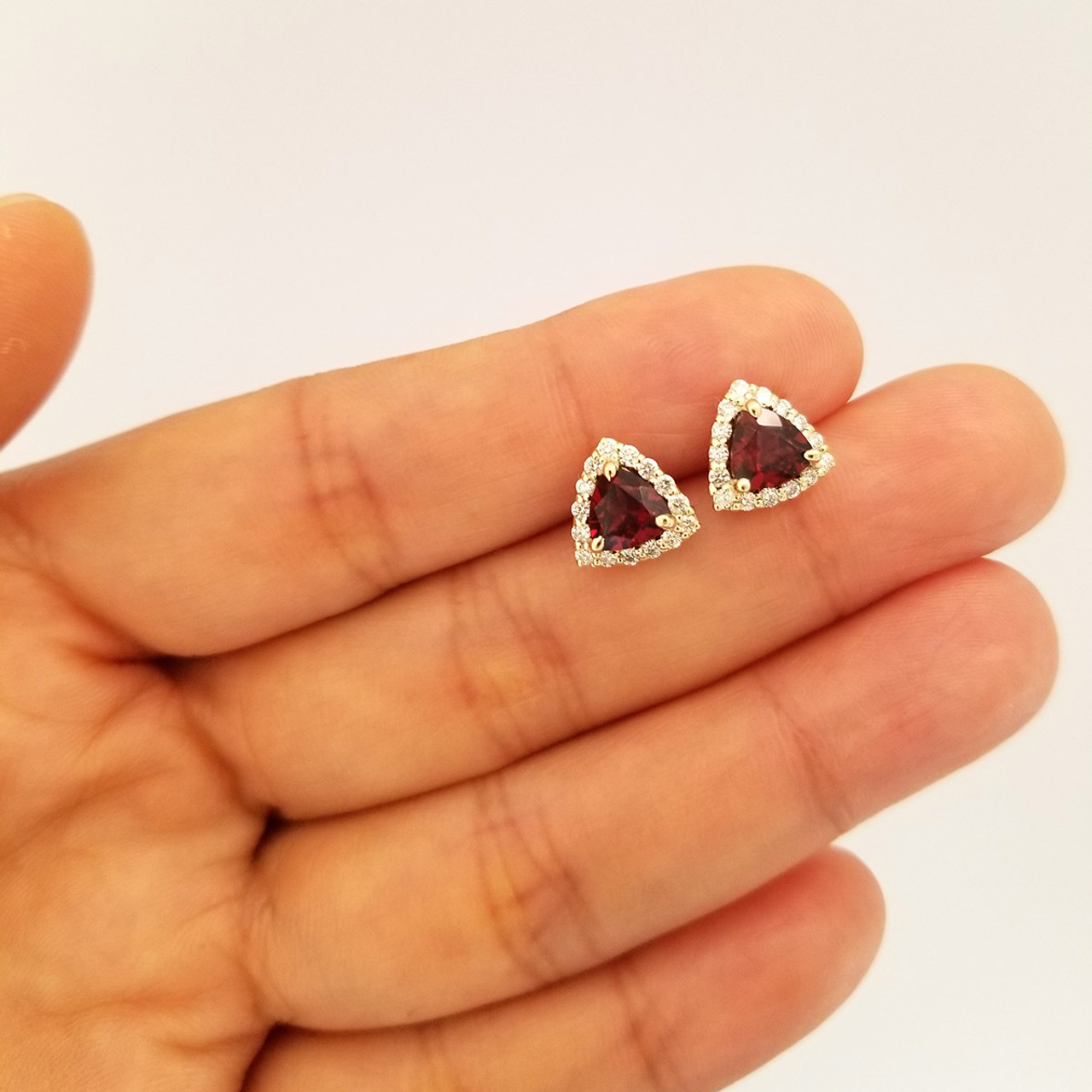 Trillion diamond stud on sale earrings