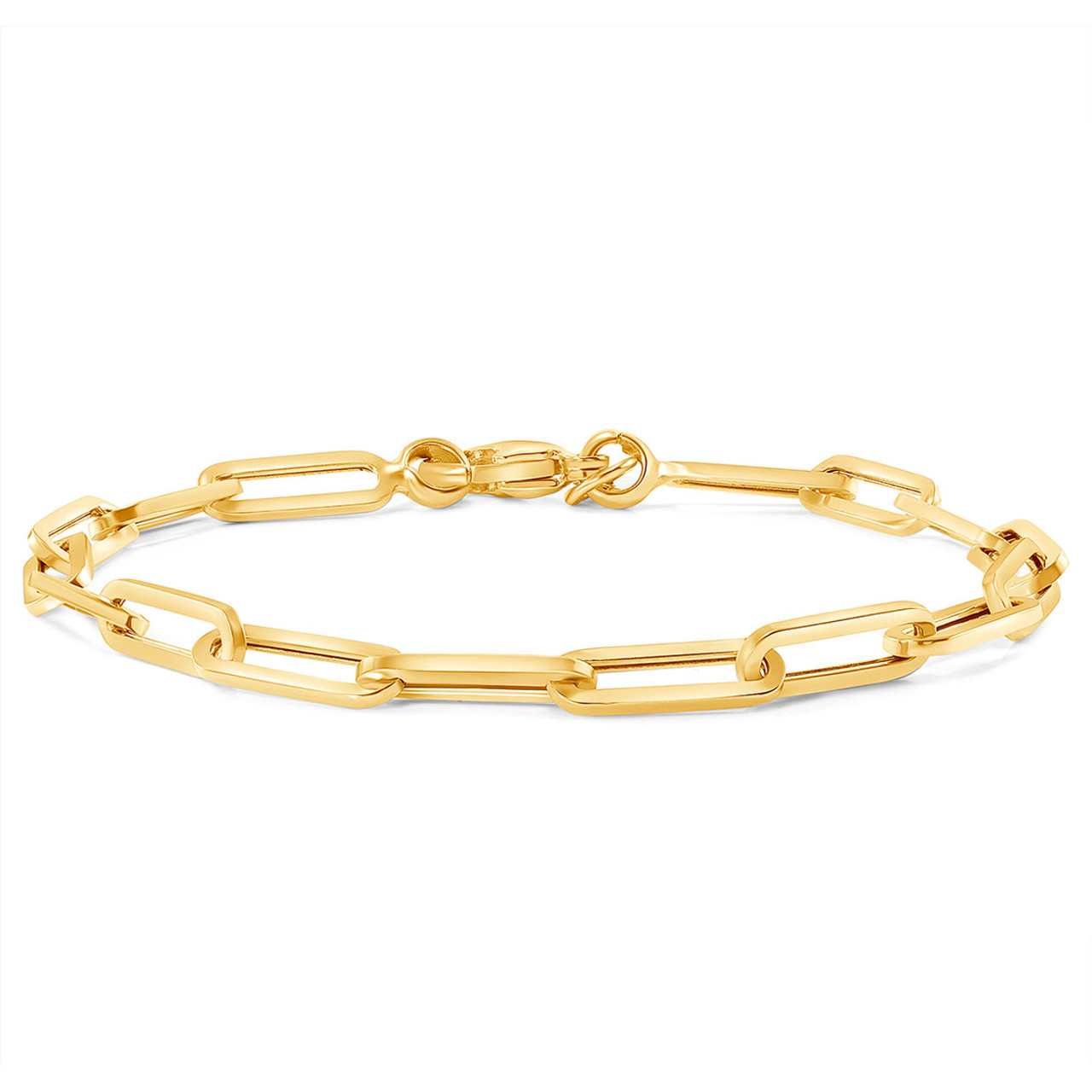 14K Yellow Paperclip Chain Bracelet