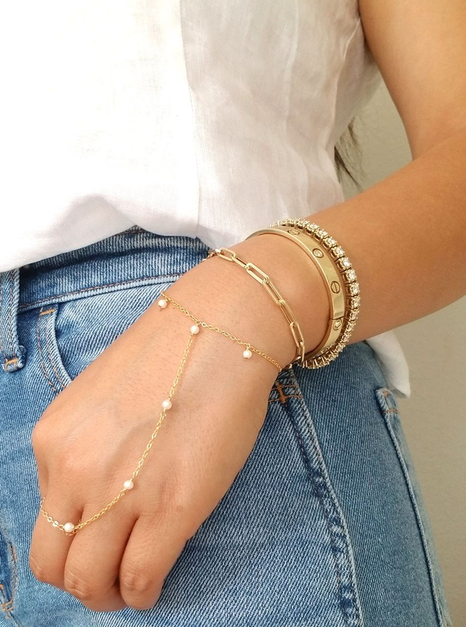 14K Gold Paperclip Link Chain Bracelet