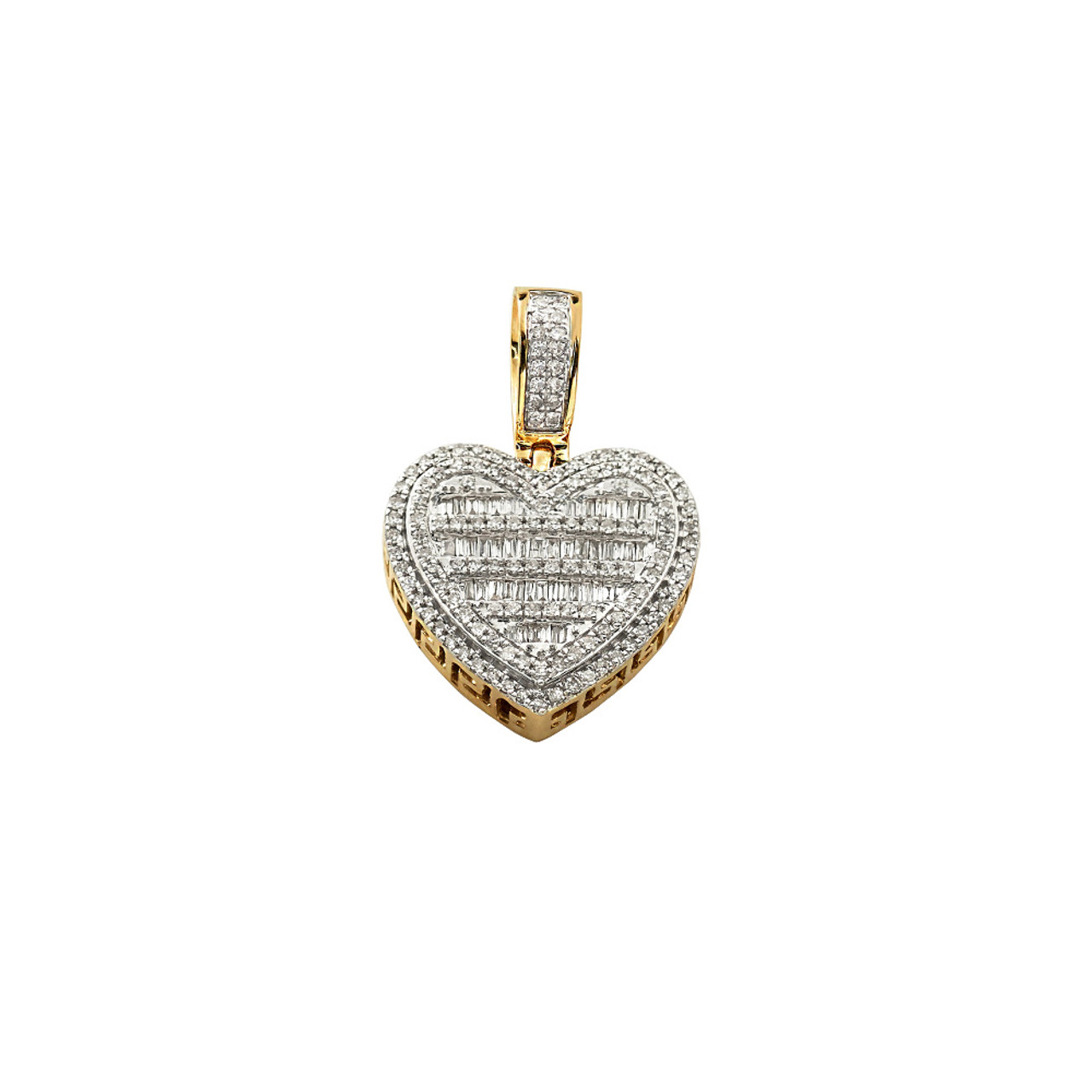 Baguette Diamond Heart Pendant 10K Gold