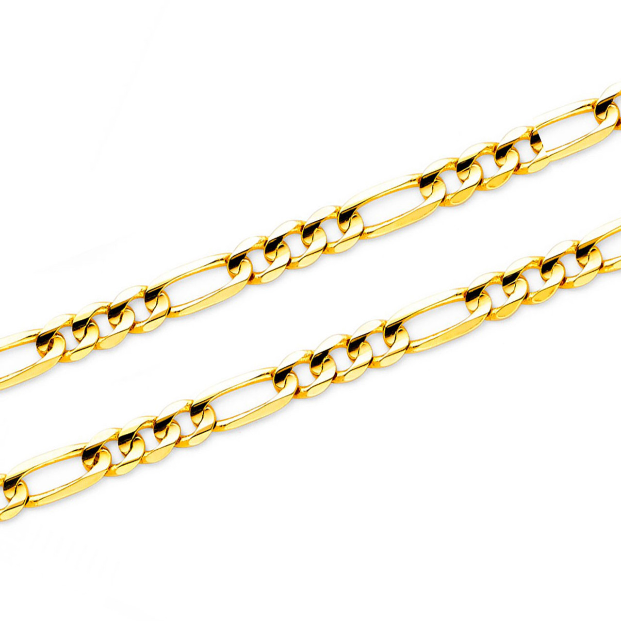 14K Yellow Gold Figaro 3+1 Chain Necklace With Lobster Clasp