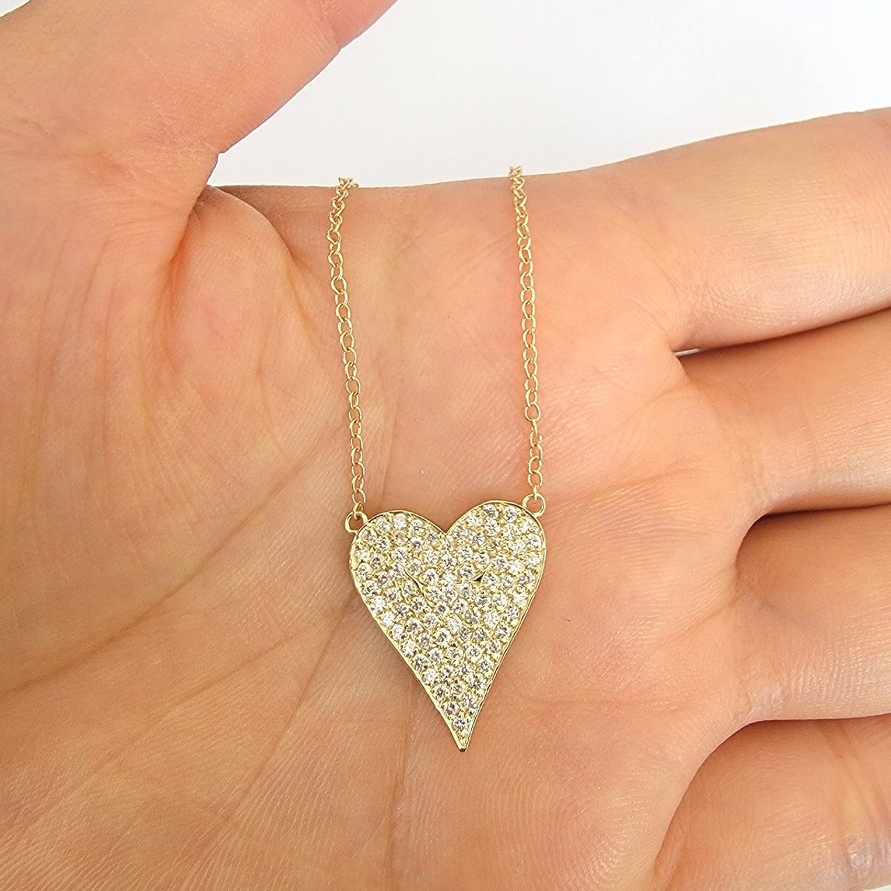 Buy Genuine Diamond Heart Pendant Necklace, Flat Pave Dainty Classic  Minimalist Layering, 14k Gold, Social Value Online in India - Etsy