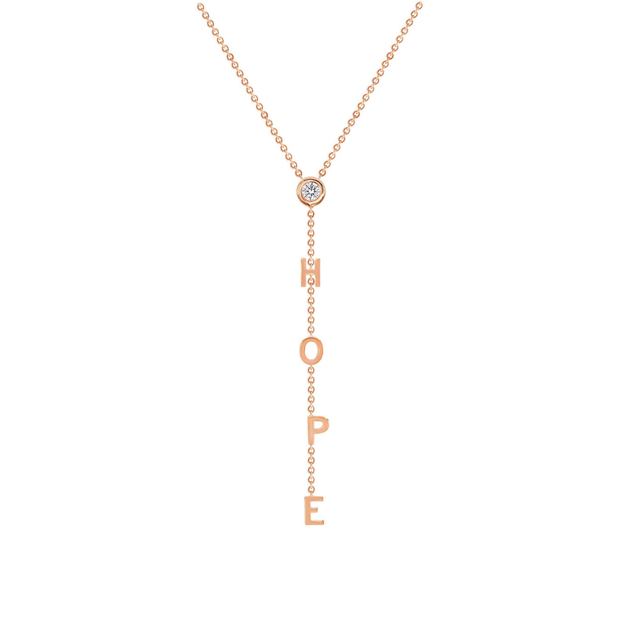 Drop monogram lariat necklace with sideways heart symbol - personalize it  with your initials.