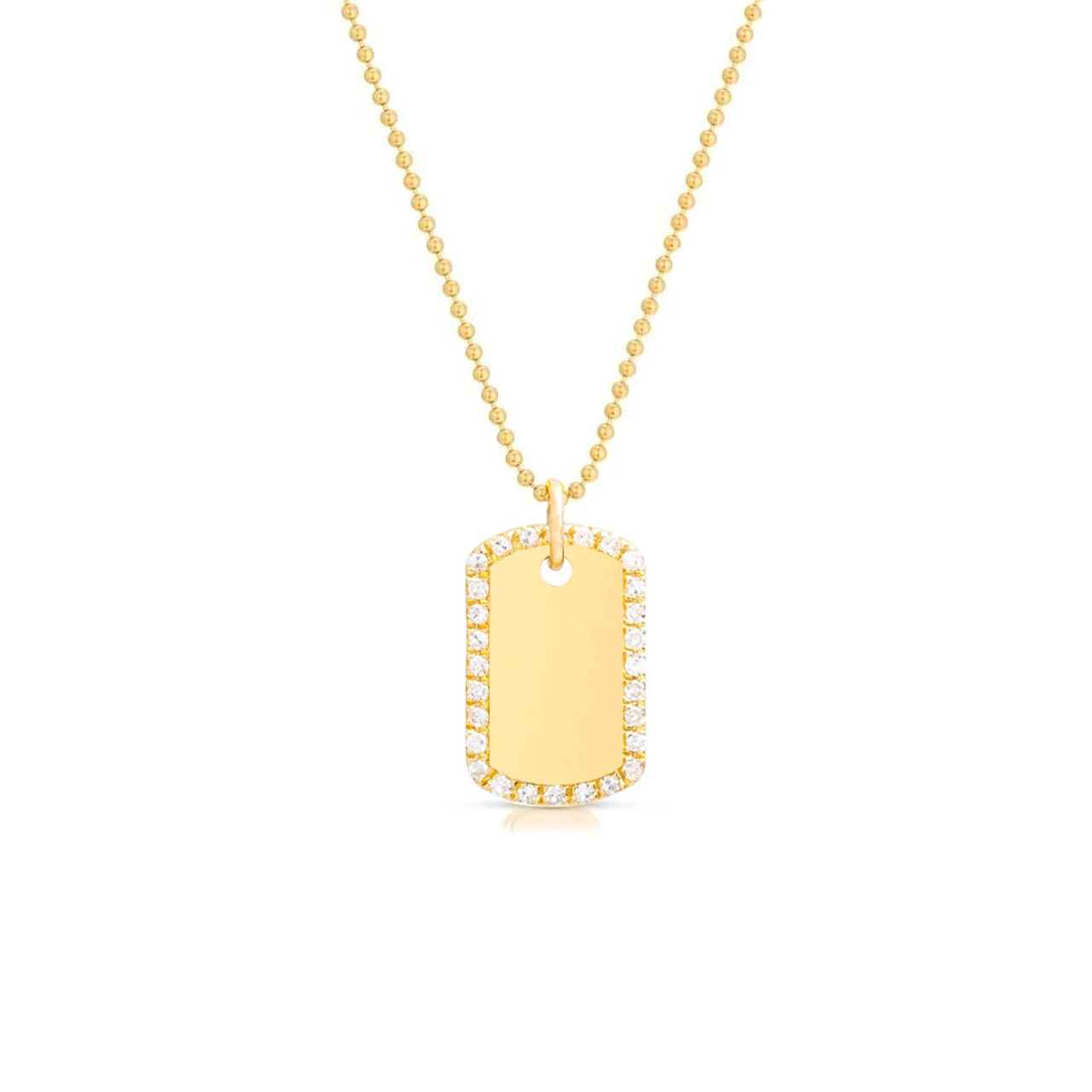 Shea Mother of Pearl Medical Alert Dog Tag in Yellow Gold
