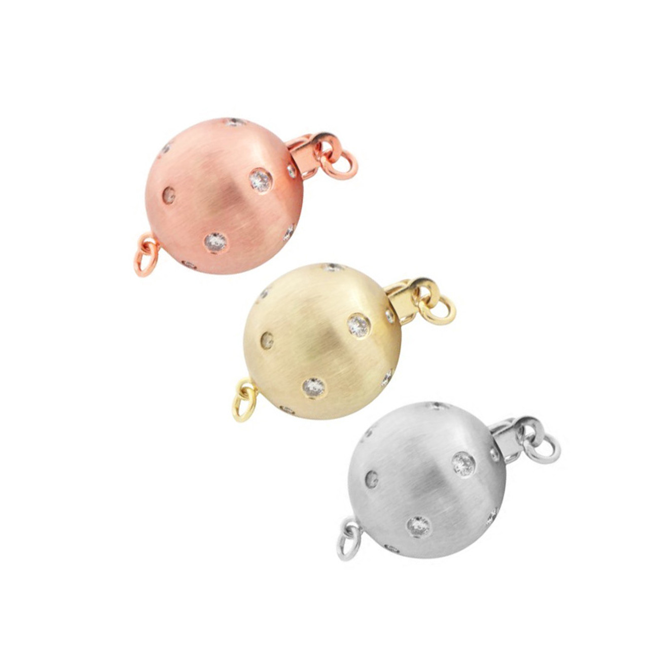 14K Gold Diamond Ball Clasp For Necklace / Bracelet