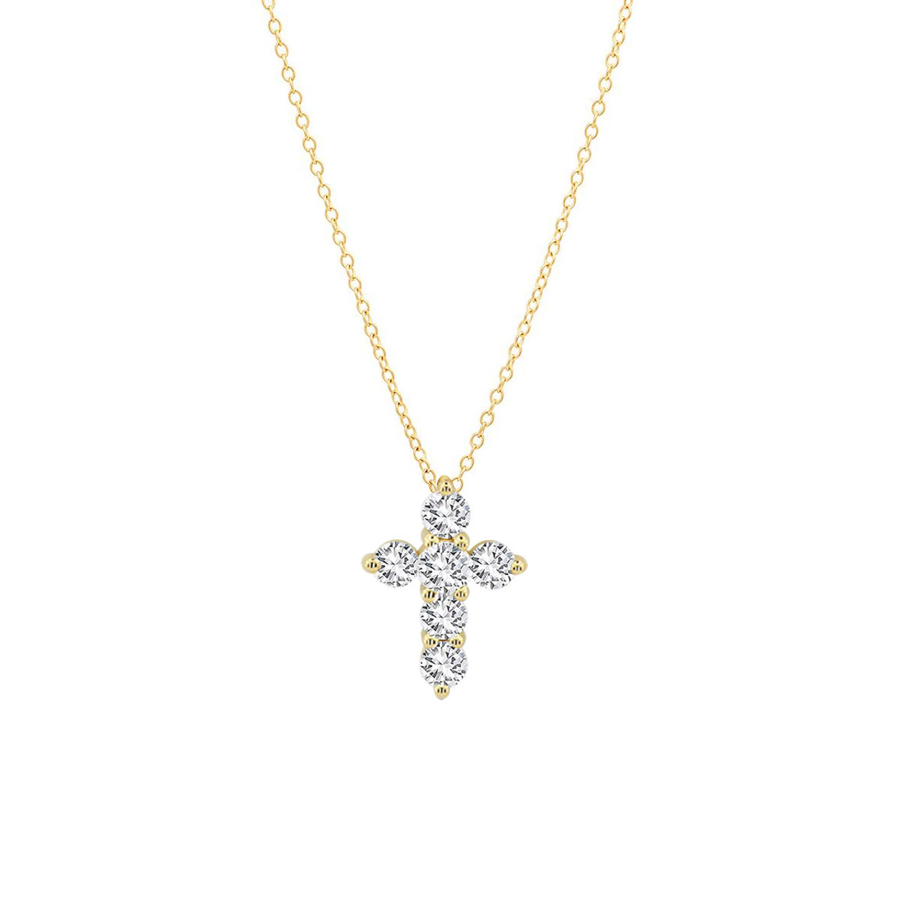Cross 14k Yellow Gold Pendant Necklace in White Diamonds | Kendra Scott