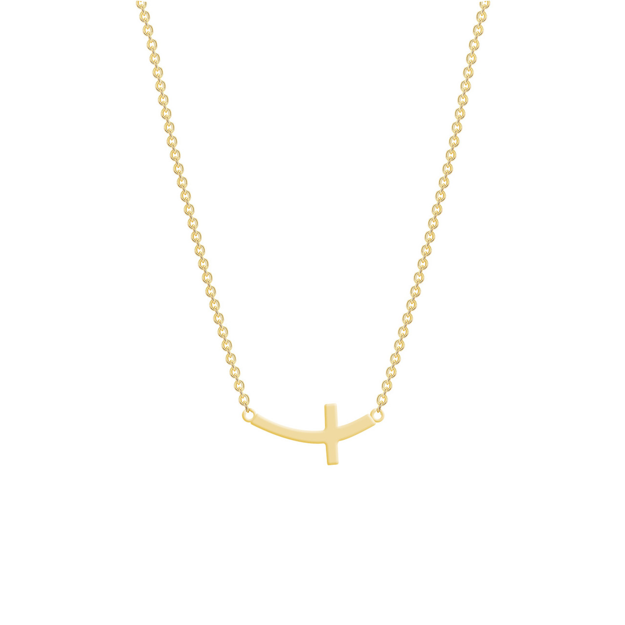 NZ-7008 Sideways Curved Cross Charm and Necklace Set | Teeda