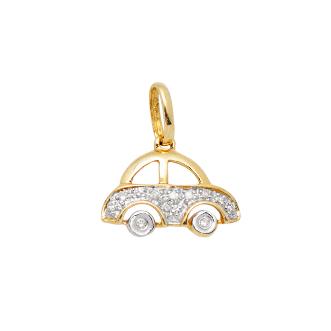 Diamond Car Charm 14K Gold For Necklace