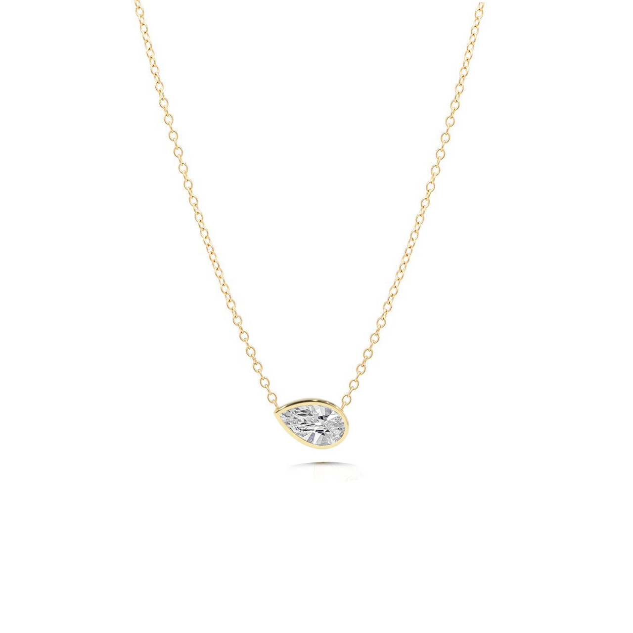 Tear-Drop Diamond Pendant Necklace