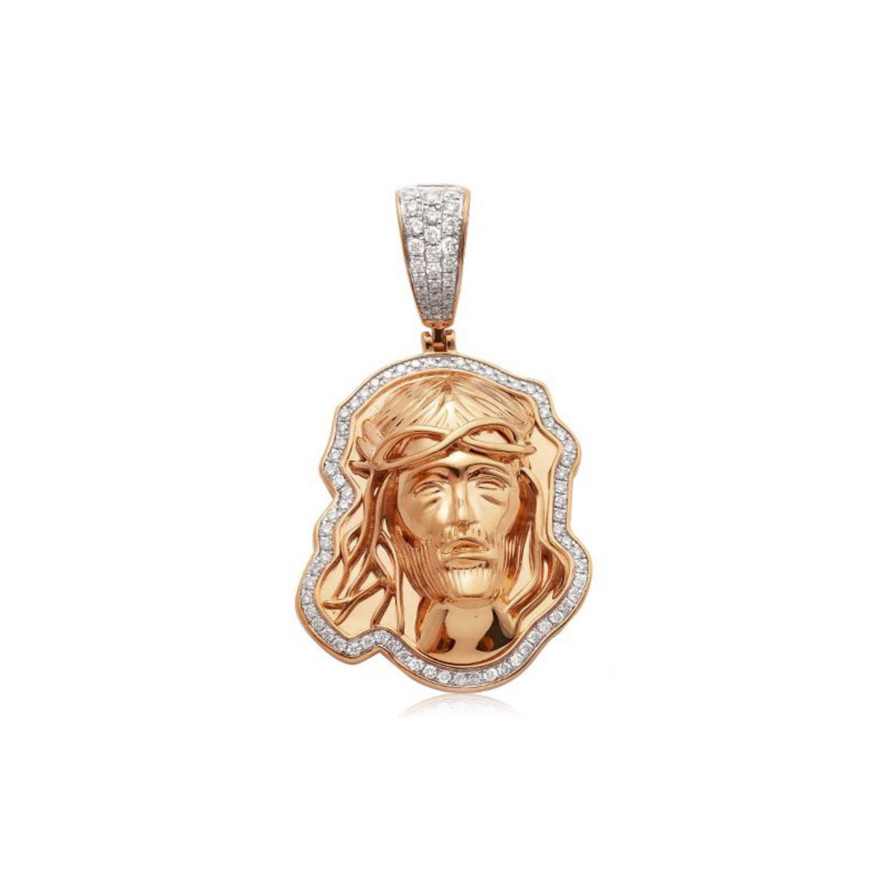 Diamond Jesus Face Men Pendant 14K Gold