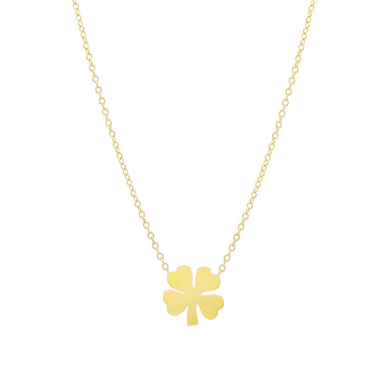 14K Yellow Gold Malachite Four Leaf Clover Necklace, Irish Lucky Charm |  eBay