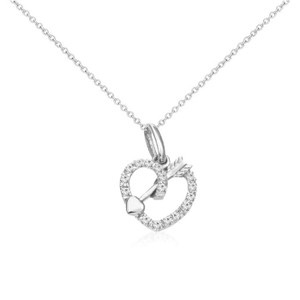 Diamond Heart Necklace 14K White Gold
