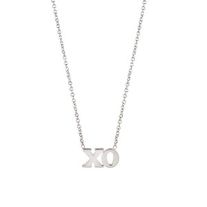 XO Initial Necklace 14K White Gold