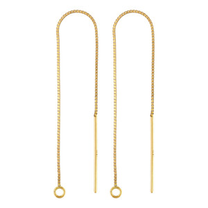 14K Yellow Solid Gold Ear Threader Earring
