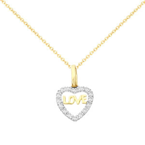 Diamond Heart Necklace 14K Yellow Gold