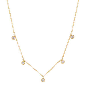 Drop bezel diamond necklace 14k yellow gold