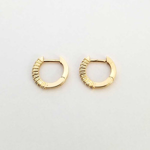 Diamond Huggies Hoop Earrings 14K Gold