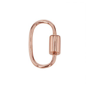 14K Rose Gold Plain Carabiner Clasp With Screw Closure