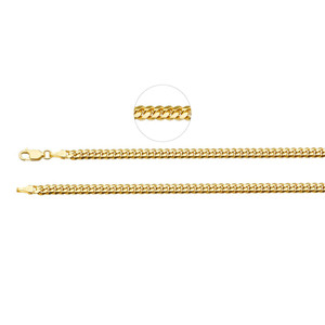 14K Yellow Gold Solid Miami Cuban Chain Necklace With Lobster Clasp