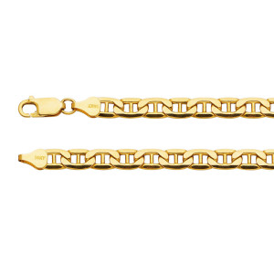 14K Yellow Gold Hollow Mariner Bevel Chain Necklace