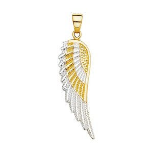 14K Two Tone God Wing Pendant For Necklace