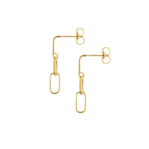 Paper Clip  Stud Earring 14K Yellow Gold