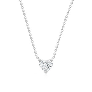 Diamond Heart Solitaire Necklace 14K White Gold