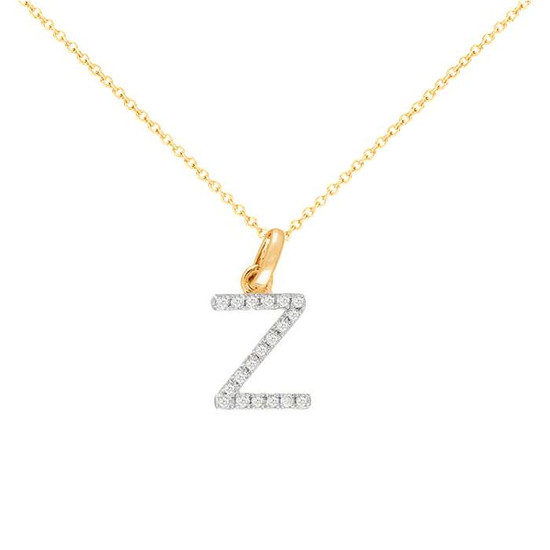 Diamond initial necklace 14k yellow gold