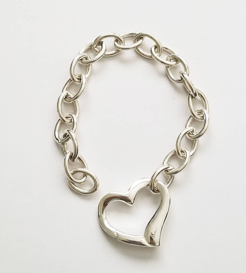 925 silver bracelet Link chain with big heart lock