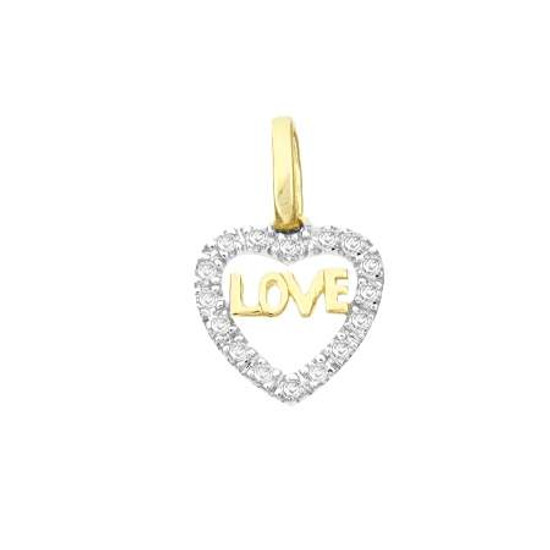 14K Yellow Diamond Heart Pendant