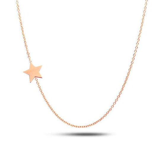 Asymmetrical star necklace 14K rose gold