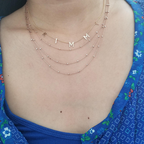 14K Gold Space Initial Necklace