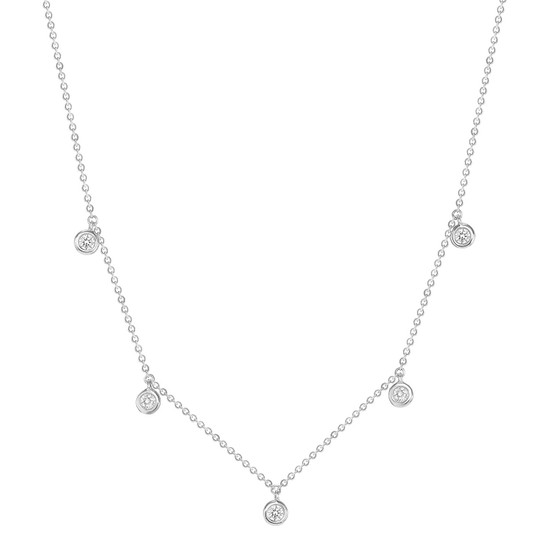 Drop bezel diamond necklace 14k white gold