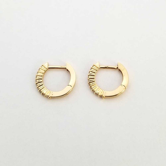 Diamond Huggies Hoop Earrings 14K Gold