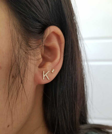 Diamond Double Bezel Stud Earring