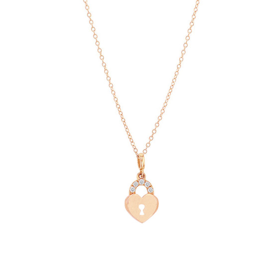 Diamond Padlock Necklace 14k rose gold