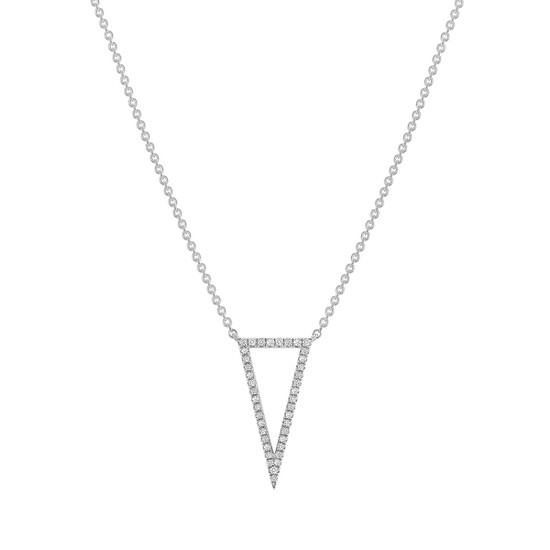 Diamond Open Triangle Pendant Necklace 14K  White Gold