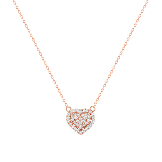 Diamond Heart Necklace 14K Rose Gold