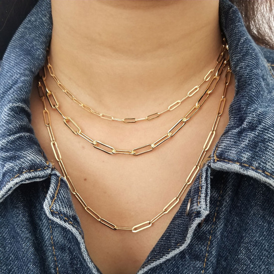 Paper Clip Chain Necklace 14K Gold Filled