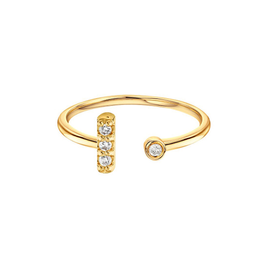 Diamond Bar With Bezel Cuff Ring 14K Gold