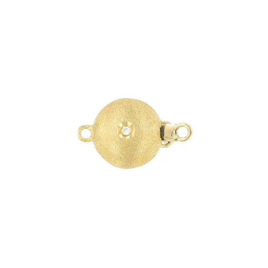 14K Gold Single Diamond Ball Clasp Matte Finished