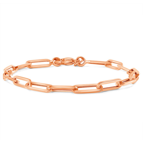 Paper Clip Link Chain Bracelet 14K Rose Gold