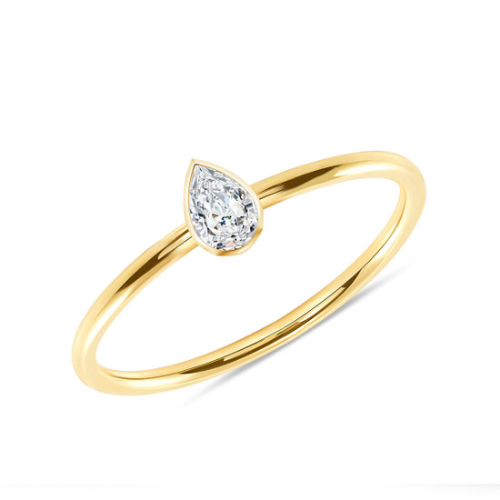 Pear Shaped Diamond Engagement Ring 14K Yellow Gold