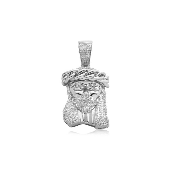 Men’s Diamond Miami Cuban Jesus Pendant 10K White Gold