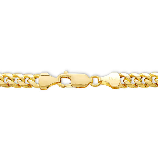 14K Yellow Gold Solid Miami Cuban Chain Necklace With Lobster Clasp