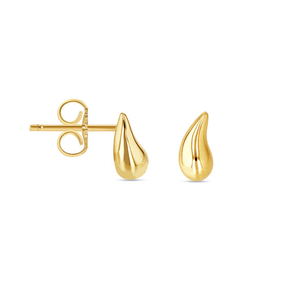 14K Yellow Tear Drop Stud Earrings