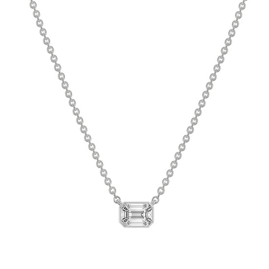 Mixed Shapes Diamond Pendant Necklace 14K White Gold