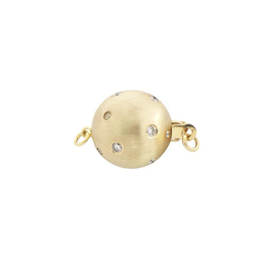 14K Gold Diamond Ball Clasp Matte Finished